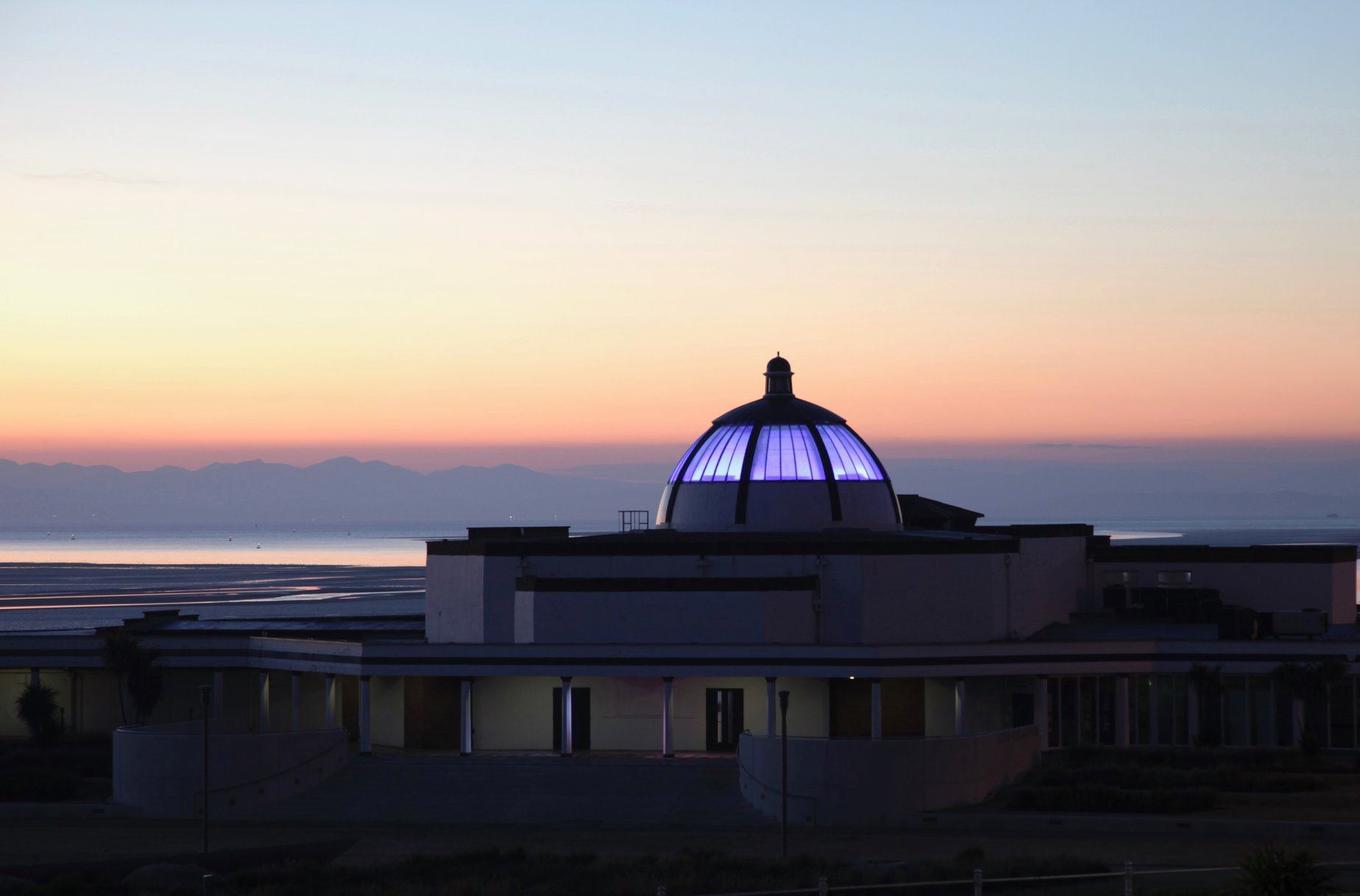 Marine Hall dome seen at sunset.